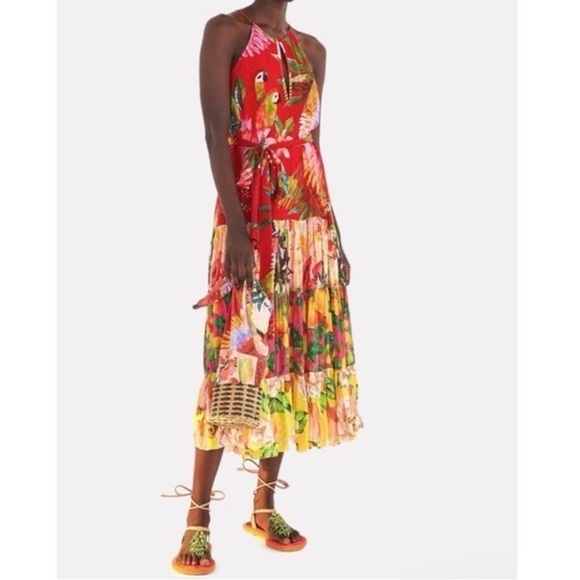 Anthropologie Dresses & Skirts - Anthropologie FARM Rio Macaw Mix Print Midi Dress Tiered Sz S